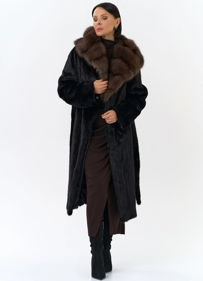 Шуба из норки с капюшоном  модель № 25003 универмаг малина фото