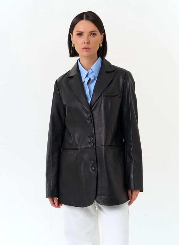 Женский жакет из натуральной кожи фото