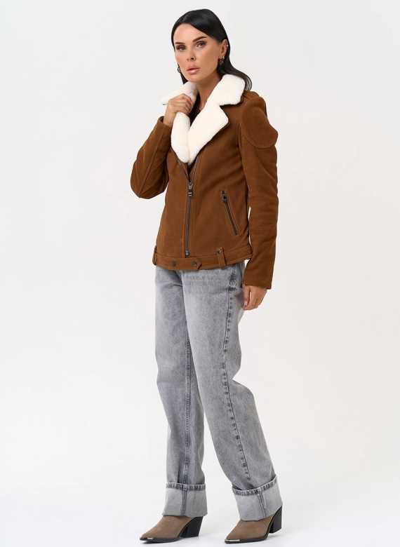 Косуха из натуральной замши с мехом фото