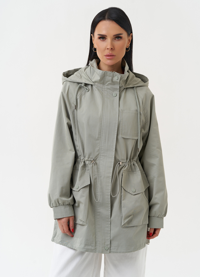 Ветровка женская с капюшоном модель № 30456 меха малина