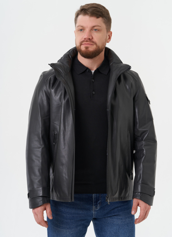 Куртка из натуральной кожи с капюшоном
