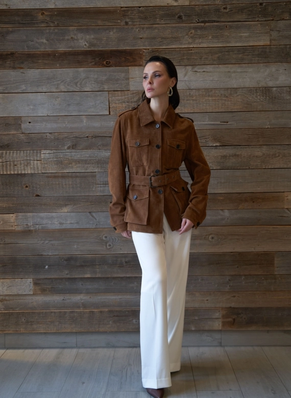 Куртка - сафари женская из натуральной замши фото