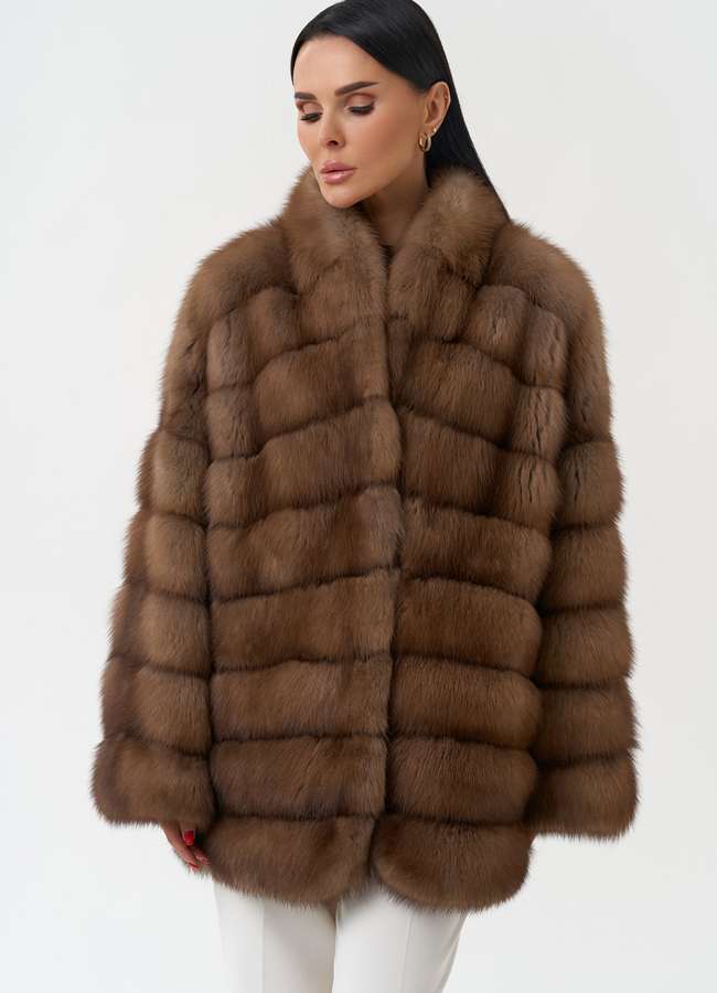 Шуба из куницы с воротником шаль модель № 30478 универмаг малина