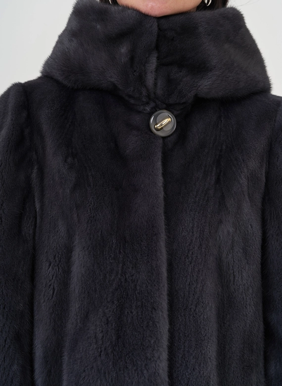 Шуба из норки в цвете графит фото