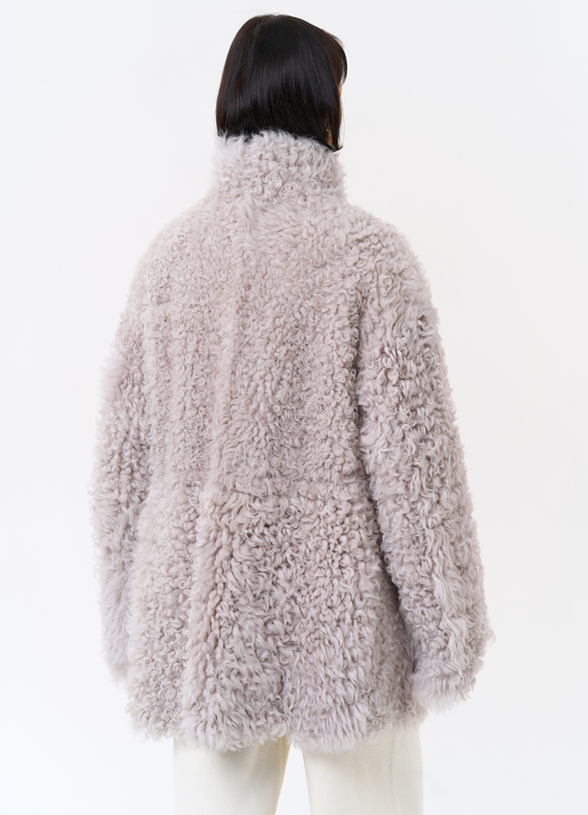 Женская двухсторонняя дубленка с воротником стойкой модель № 31849 универмаг малина