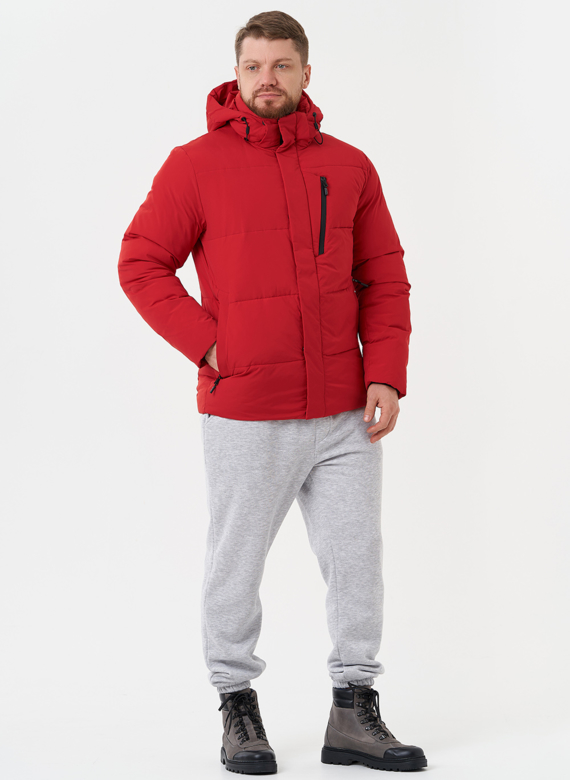 Яркий пуховик с капюшоном