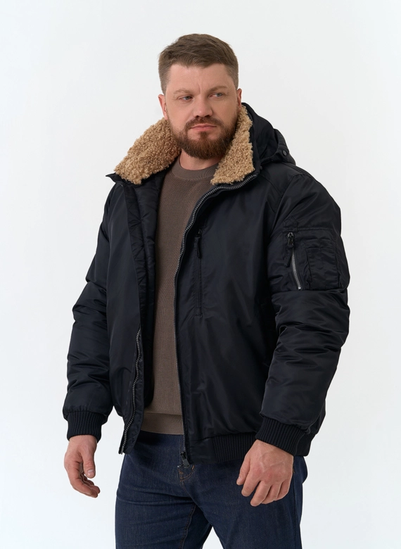 Мужская куртка бомбер с капюшоном фото