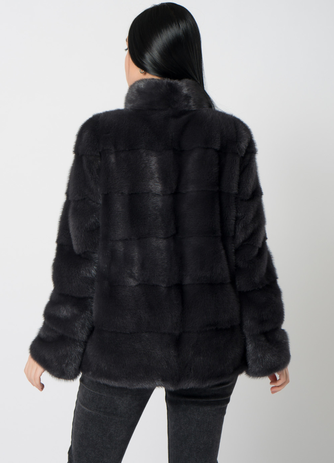 Куртка из норки в сером цвете модель № 25394 в кредит