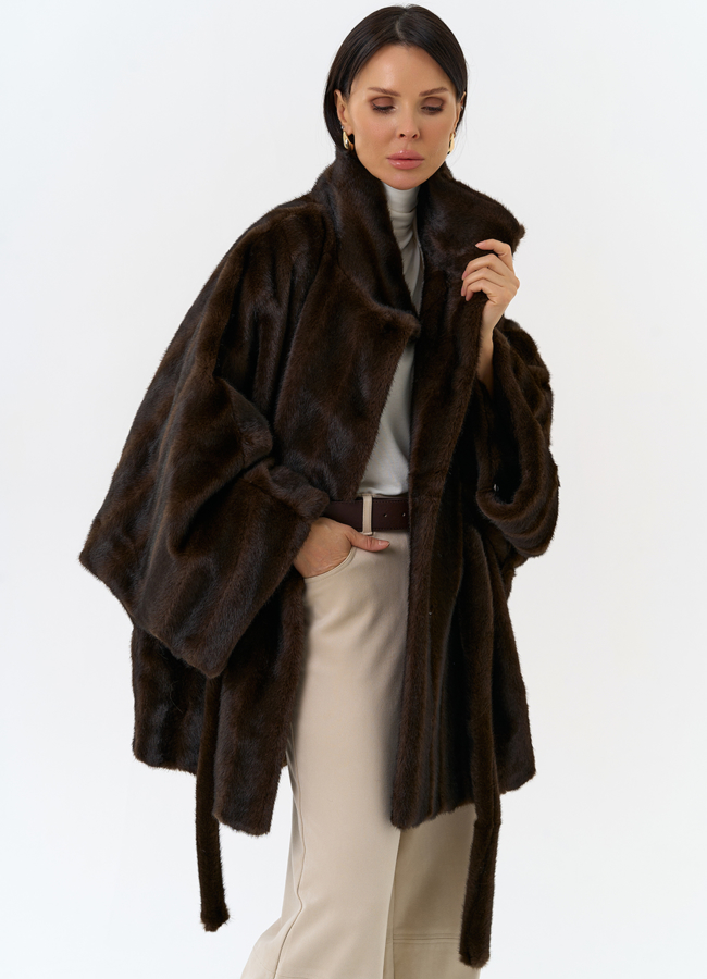 Женская шуба из эко меха с воротником стойкой модель № 31980 универмаг малина