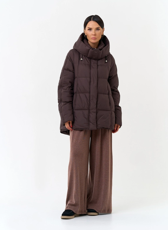 Женский пуховик с капюшоном фото