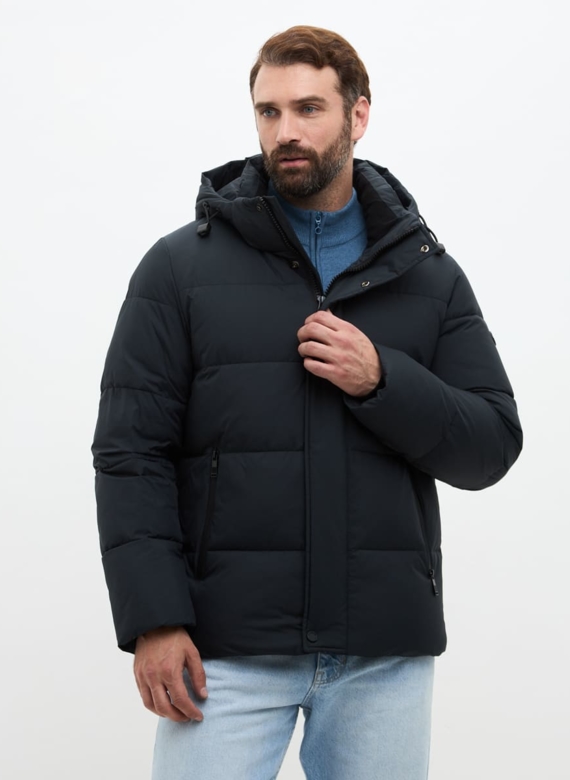 Мужской пуховик с капюшоном больших размеров