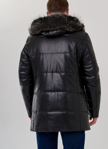 Пуховик мужской из натуральной кожи