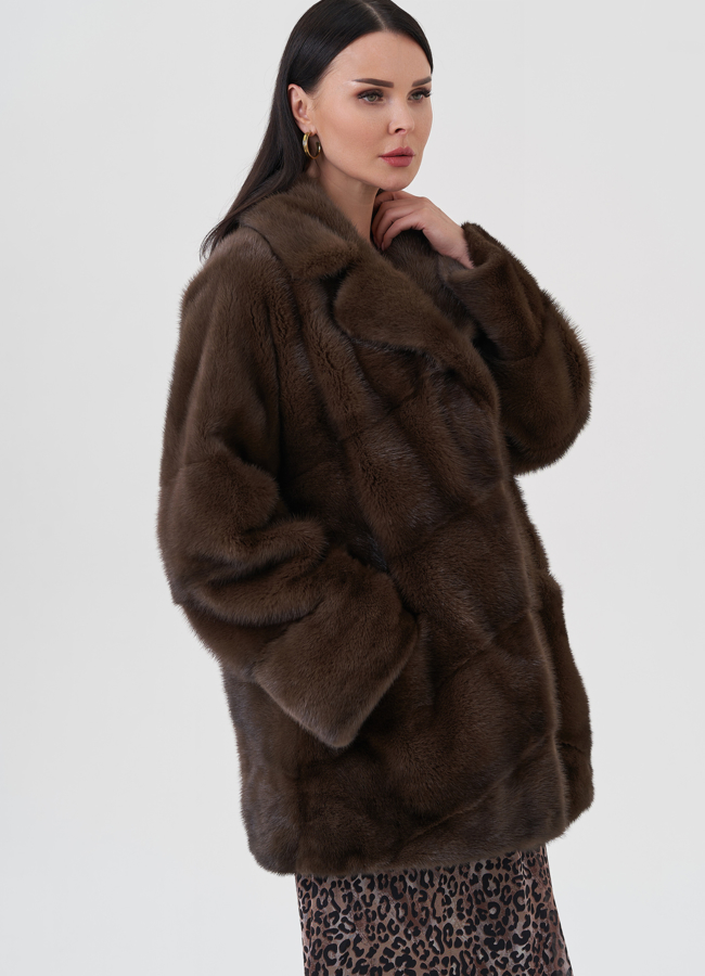 Шуба из норки с английским воротником  модель № 30690 в рассрочку