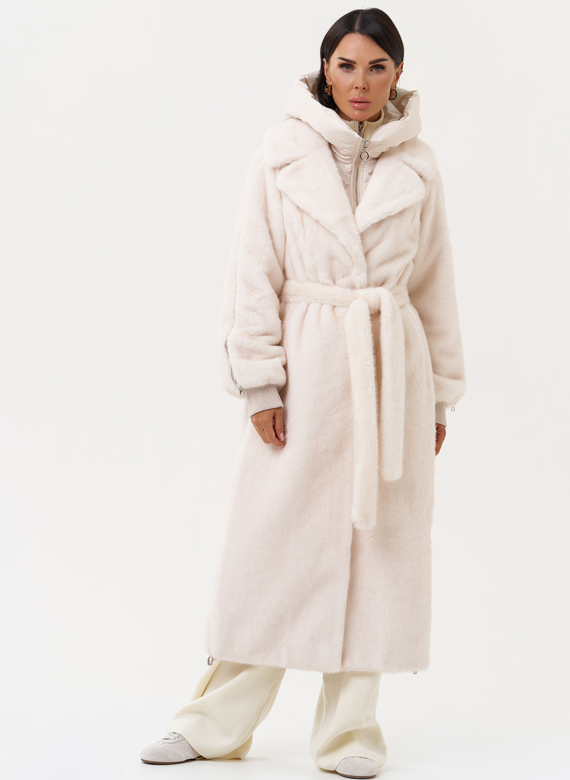 Женская шуба со съёмным капюшоном