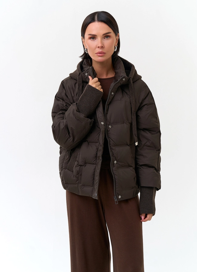 Женская куртка с трикотажным капюшоном модель № 33825 универмаг малина фото