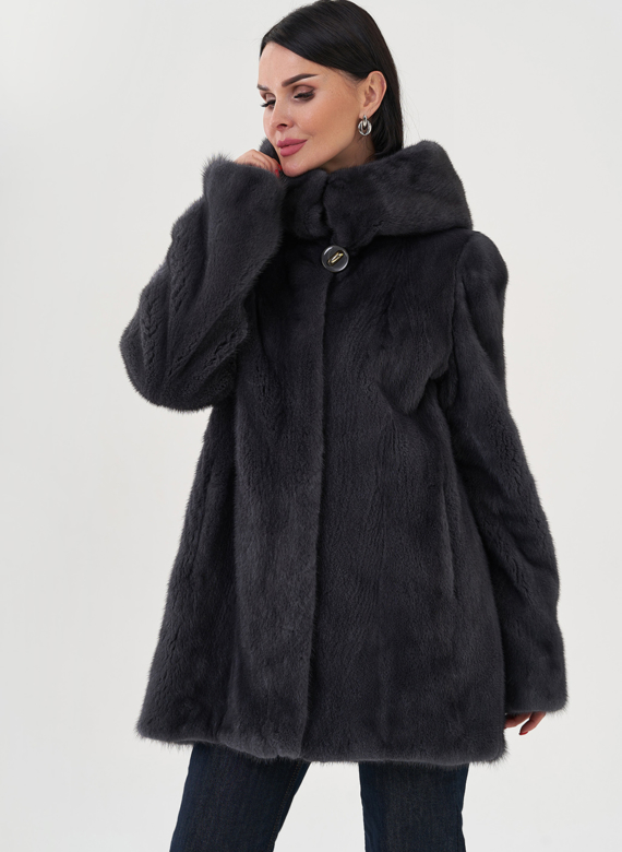 Шуба из норки в цвете графит