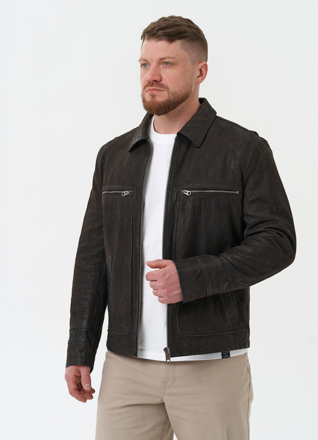 Мужская куртка из натуральной кожи  модель № 30061 универмаг малина