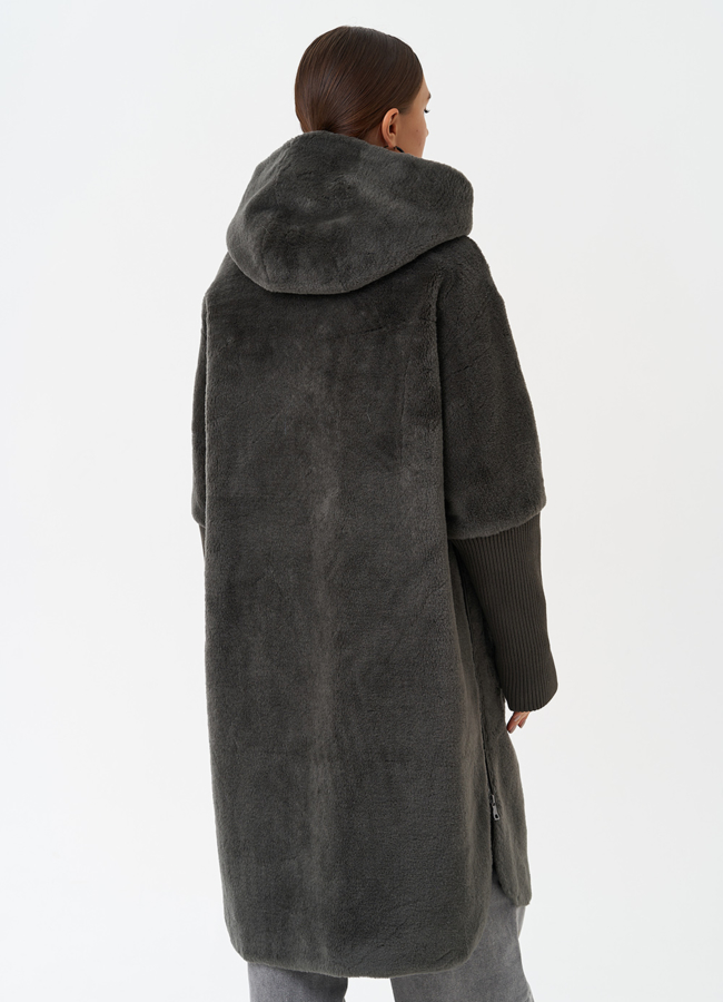 Женское утепленное пальто с капюшоном модель № 28671 универмаг малина