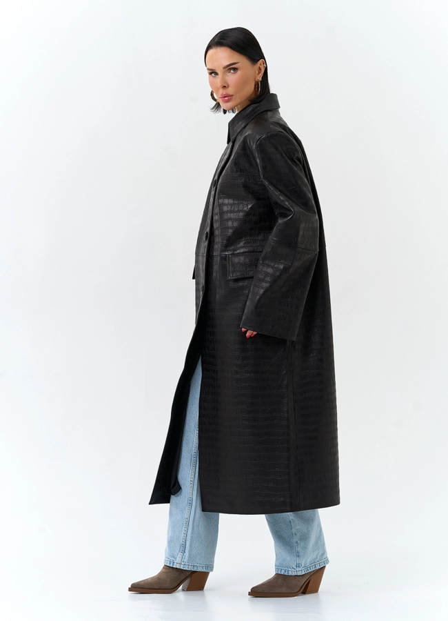 Женский плащ из натуральной кожи  модель № 32870 универмаг малина фото