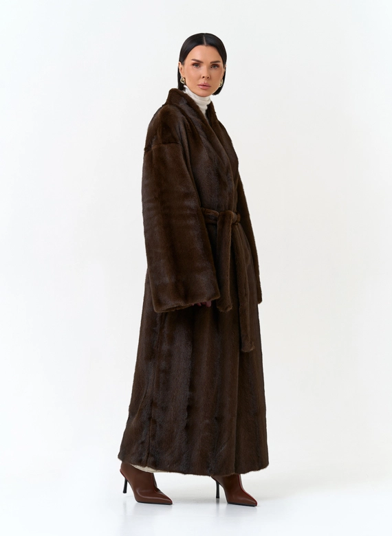 Длинная шуба из эко меха фото