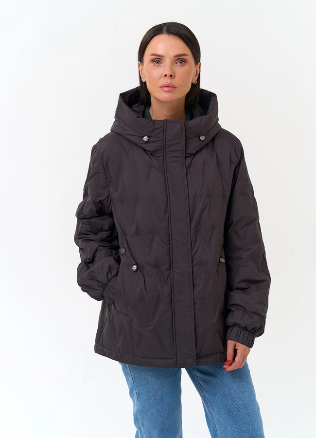 Женская куртка с капюшоном модель № 33842 меха малина фото