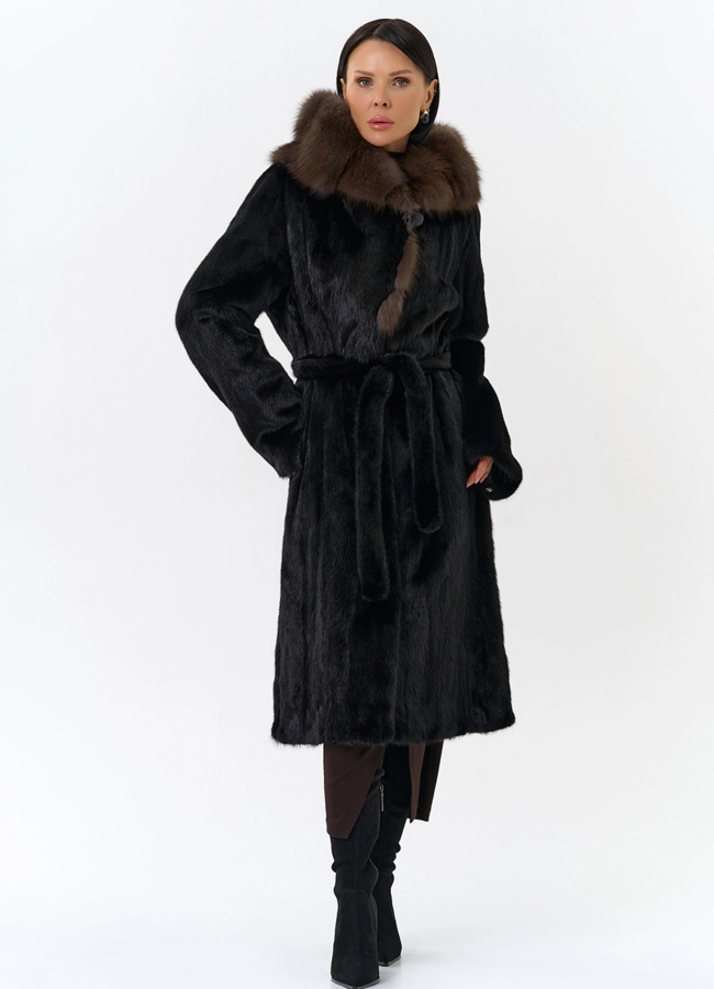 Шуба из норки с капюшоном  модель № 25003 универмаг малина фото