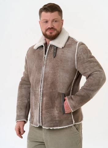 Светлая мужская дубленка фото
