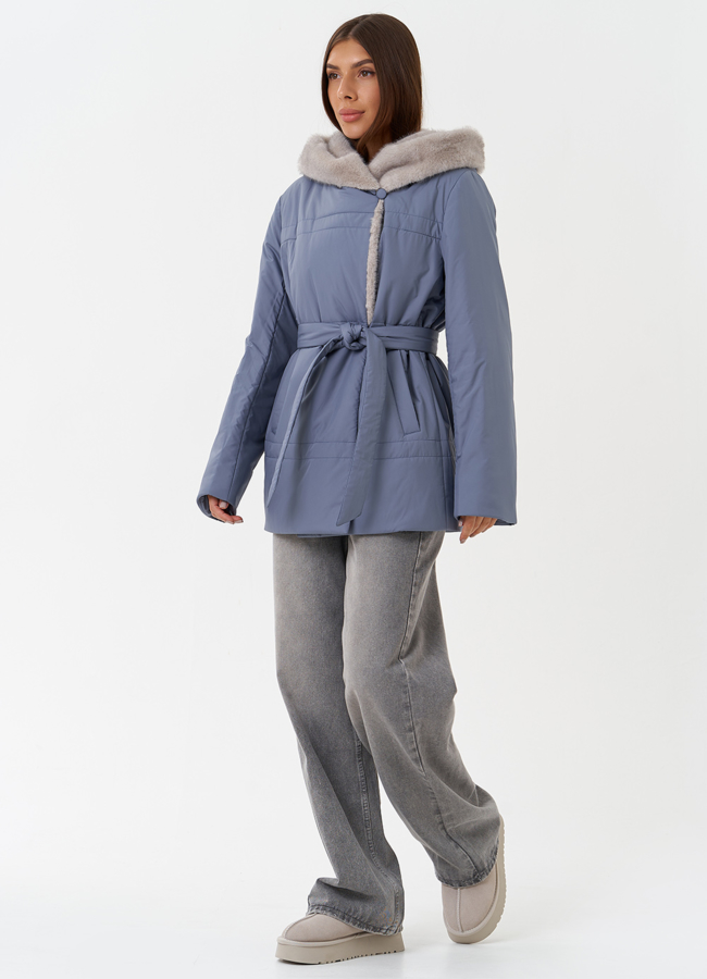 Куртка с капюшоном из эко меха модель № 28837 универмаг малина