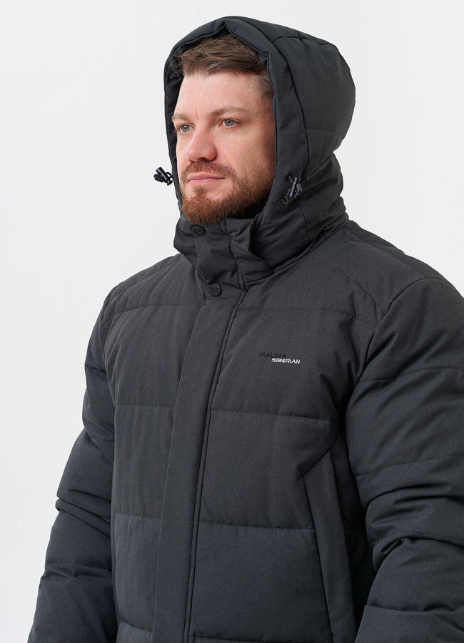 Мужской пуховик с капюшоном  модель № 28268 универмаг малина