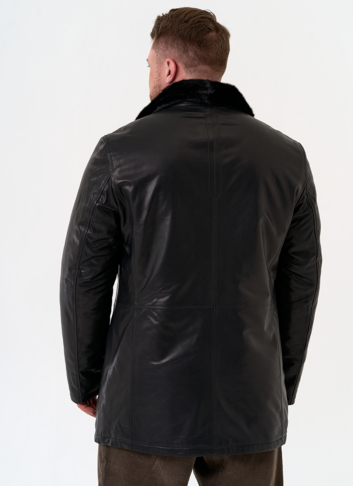 Мужская дубленка с английским воротником